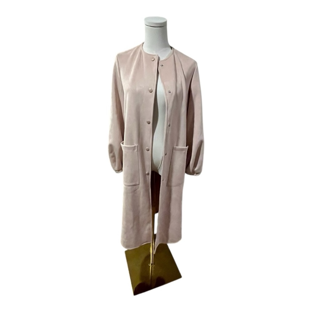 Zara Faux Suede Longline Jacket in Dusty‎ Pink – Size XS